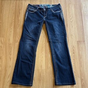 Adiktd size 10 31 women’s Dark Blue Boot Cut Jeans embellished embroidered
